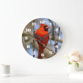 赤エレガント(鳥)ショウジョウコウカンチョウ ラージ壁時計 (ホーム)