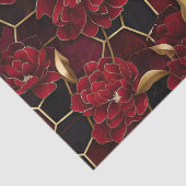 赤エレガント、黒、および金ゴールドフローラ大理石パターン 薄葉紙 (詳細)