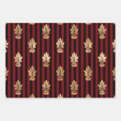 赤エレガント、黒、および金ゴールドヴィンテージパターン ラッピングペーパーシート (正面2)