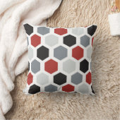 赤エレガント、黒、グレー六角パターン クッション (ブランケット)