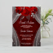 赤エレガントSweet sixteen招待状 箔招待状 (立ち正面)