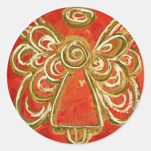 赤エンジェルステッカー ラウンドシール (正面)