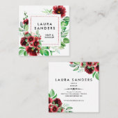 赤オエレガントレンジフラワーヘア&メイクアップ スクエア名刺 (正面/裏面)