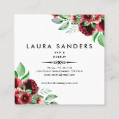 赤オエレガントレンジフラワーヘア&メイクアップ スクエア名刺 (裏面)