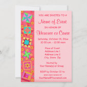 赤オカラフルレンジピンクパッチワークキルトブロックアート 招待状 (裏面)