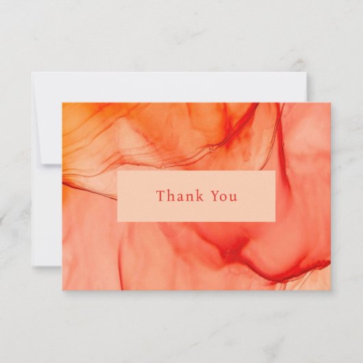 赤オモダンレンジ抽象芸術エレガント サンキューカード (正面)