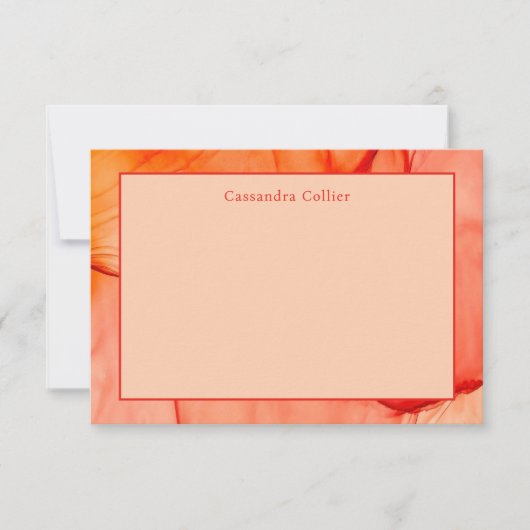 赤オモダンレンジ抽象芸術エレガント ノートカード (正面)