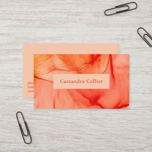 赤オモダンレンジ抽象芸術エレガント 名刺 (正面/裏面インサイチュ)