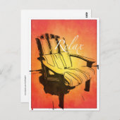 赤オリラックスレンジディロンダックチェアサマービーチザ ポストカード (正面/裏面)