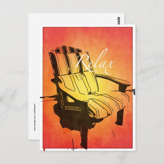 赤オリラックスレンジディロンダックチェアサマービーチザ ポストカード (正面/裏面)