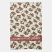 赤オリーブ柄イエローキッチンタオル キッチンタオル (縦)