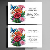 赤オレンエレガントジバラフラワーバタフライフローリスト 名刺