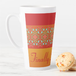 赤オレンジと金ゴールド カフェラテマグ