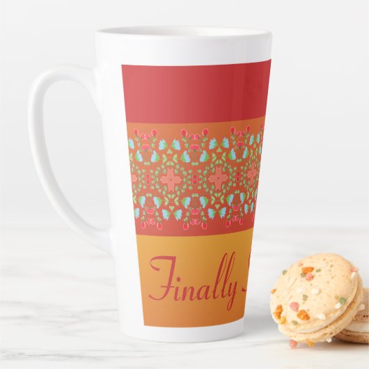 赤オレンジと金ゴールド カフェラテマグ (インサイチュ)