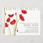 赤オレンジのケシの結婚式招待状 招待状 (正面/裏面)