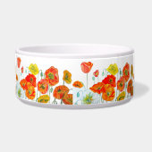 赤オレンジのポピー水彩花のリボン ボウル (左)
