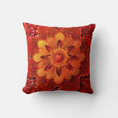 赤オレンジのレース クッション (正面)