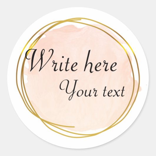 赤オレンジの水彩円形ゴールドエレガント ラウンドシール (正面)