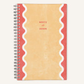 赤オレンジの波線スパイラルジャーナルノートブック ノートブック (正面)