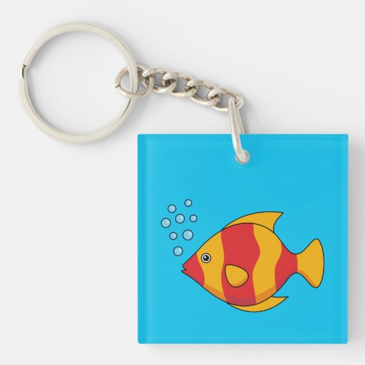 赤オレンジの熱帯魚 キーホルダー (正面)