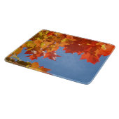 赤オレンジの紅葉のガラス製まな板 カッティングボード (角)