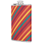 赤オレンジイエローティール（緑がかった色）ストライプ フラスク (左)