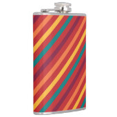 赤オレンジイエローティール（緑がかった色）ストライプ フラスク (右)
