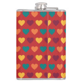 赤オレンジイエローティール（緑がかった色）ブルゴーニュハート フラスク (裏面)