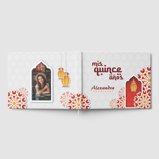 赤オレンジイエローフラワーアラビアンナイトキンセアニラ ゲストブック (全面)