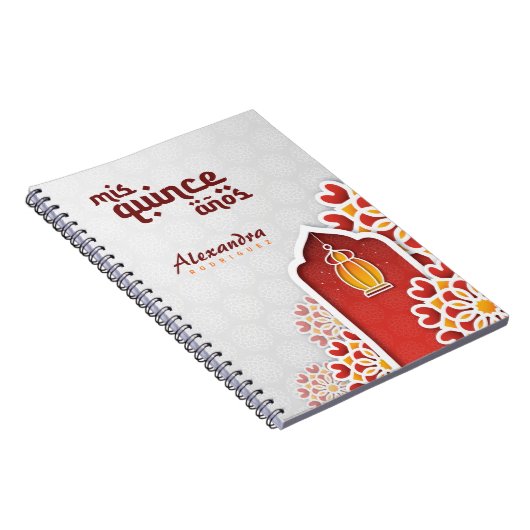 赤オレンジイエローフラワーアラビアンナイトキンセアニラ ノートブック (右側)