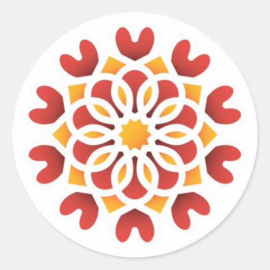 赤オレンジイエローフラワーアラビアンナイトキンセアニラ ラウンドシール (正面)