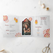 赤オレンジイエローフラワーアラビアンナイトキンセアニラ 三つ折り招待状 (内部)