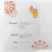 赤オレンジイエローフラワーアラビアンナイトキンセアニラ 三つ折り招待状 (内部最初)