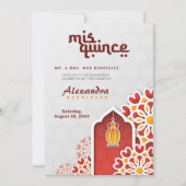 赤オレンジイエローフラワーアラビアンナイトキンセアニラ 招待状 (正面)