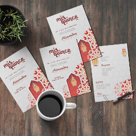 赤オレンジイエローフラワーアラビアンナイトキンセアニラ 招待状