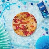 赤オレンジイエローブラウン紅葉 ペーパープレート (パーティー)