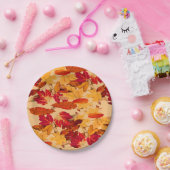 赤オレンジイエローブラウン紅葉 ペーパープレート (パーティー)