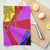 赤オレンジイエローブルーラベンダーどっちだ？ キッチンタオル (四つ折り)