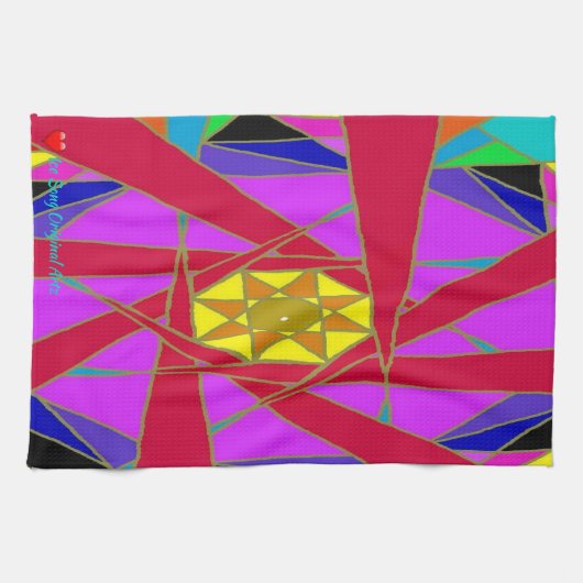 赤オレンジイエローブルーラベンダーどっちだ？ キッチンタオル (横)