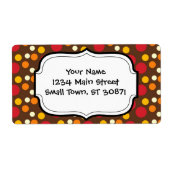 赤オレンジイエローホワイトブラウン水玉模様パターン ラベル (正面)