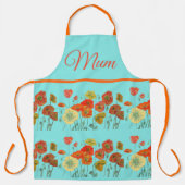 赤オレンジイエローポピーフラワーフローラムマザー エプロン (正面)