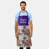 赤オレンジイエローポピー花ポピーフローラアート エプロン (着用した状態)