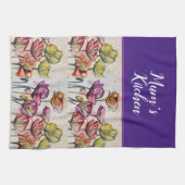 赤オレンジイエローポピー花ポピーフローラアート キッチンタオル (横)