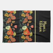 赤オレンジイエローポピー花ポピーフローラアート キッチンタオル (横)