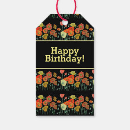 赤オレンジイエローポピー花ポピーフローラアート ギフトタグ