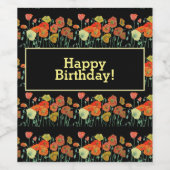 赤オレンジイエローポピー花ポピーフローラアート ワインラベル (シングルラベル)