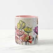 赤オレンジイエローポピー花ポピーフローラマグ マグカップ (中央)