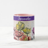 赤オレンジイエローポピー花ポピーフローラ マグカップ (中央)