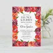 赤オレンジクラレット水カラーフラワーズブライダルシャワー 招待状 (スタンド正面)