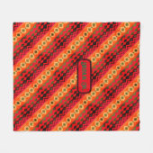 赤オレンジグリーンアステカ フリースブランケット (正面(横))